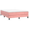 vidaXL Boxspring met matras fluweel roze 140x200 cm