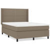 vidaXL Boxspring met matras stof taupe 140x190 cm