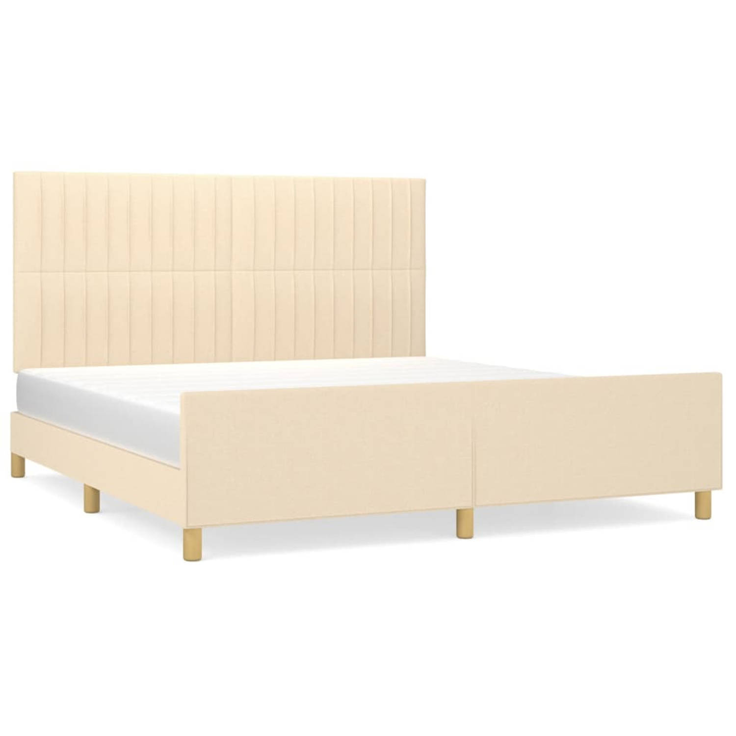 vidaXL Bedframe met hoofdeinde stof crèmekleurig 180x200 cm