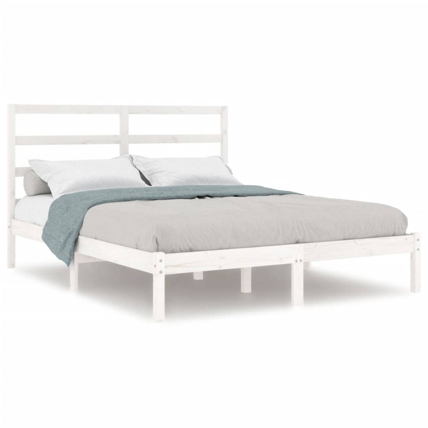 vidaXL Bedframe massief hout wit 120x190 cm 4FT Small Double