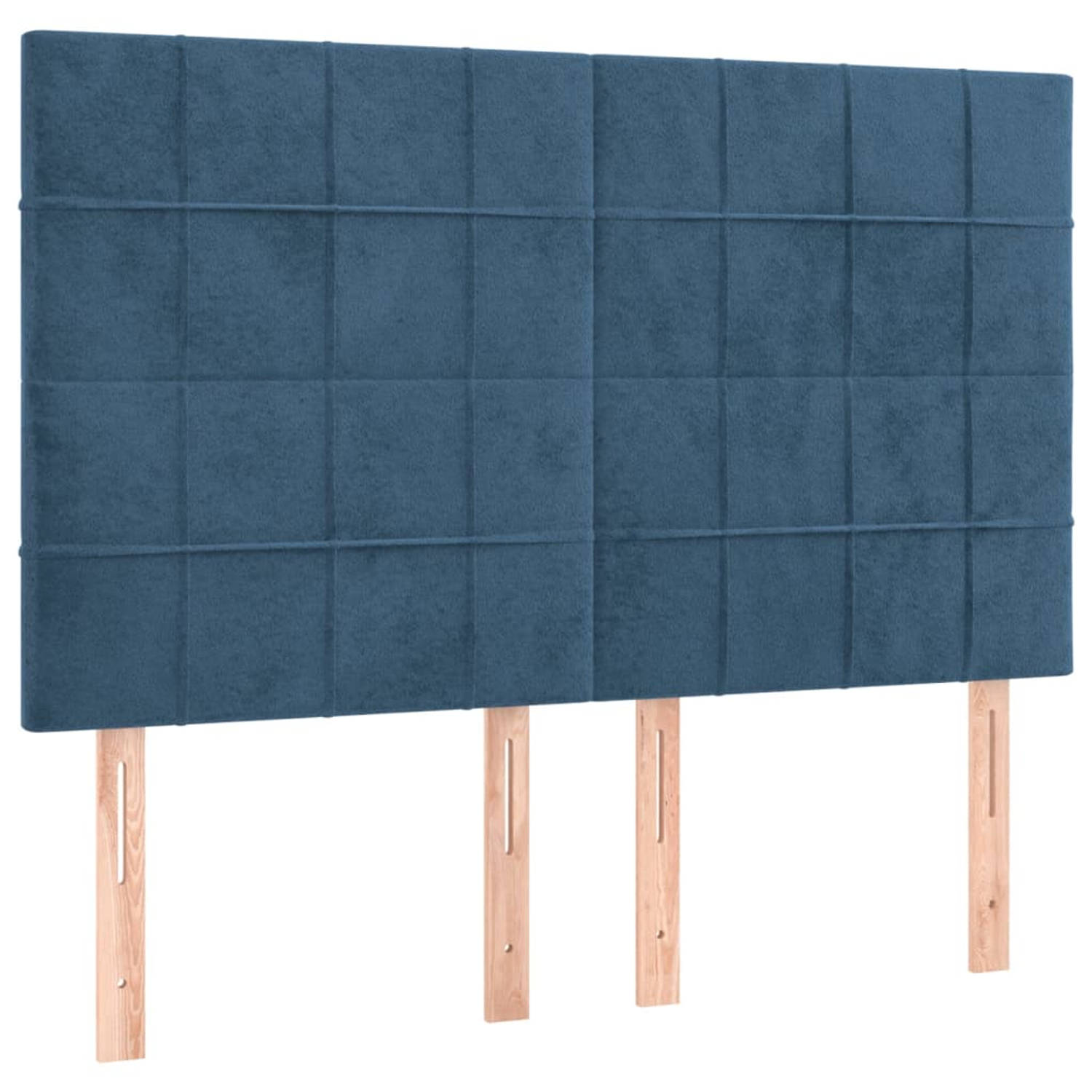 The Living Store Hoofdbord - Donkerblauw - Stof - Verstelbare hoogte - Comfortabele ondersteuning - 144 x 5 x 118/128 cm