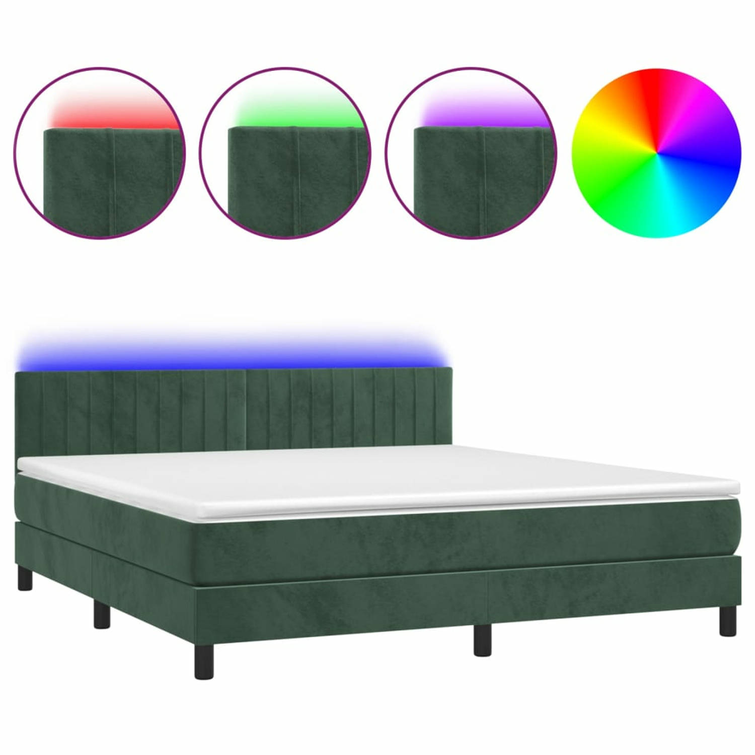 vidaXL-Boxspring-met-matras-en-LED-fluweel-donkergroen-160x200-cm