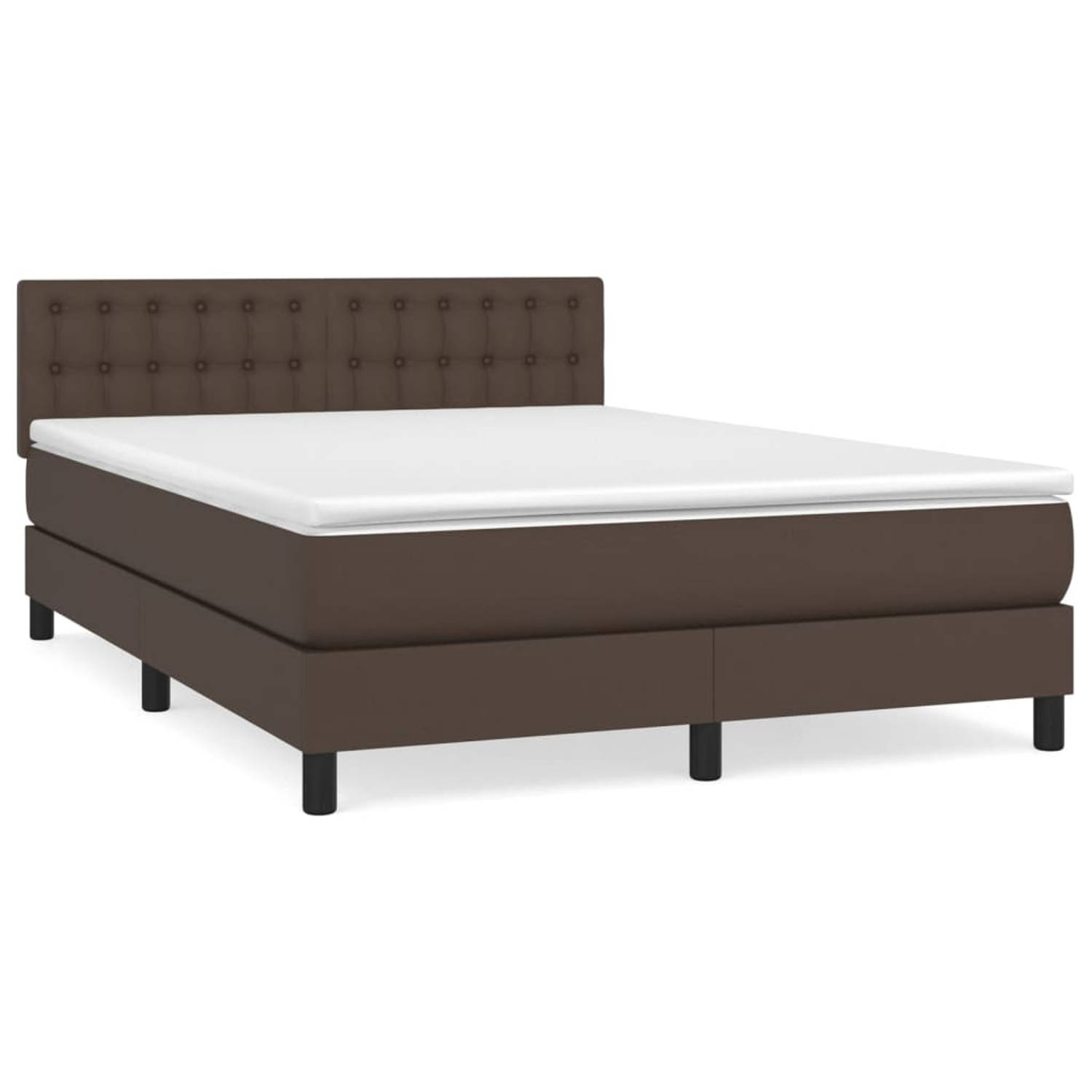 vidaXL-Boxspring-met-matras-kunstleer-bruin-140x200-cm