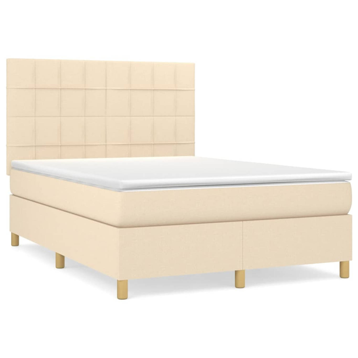 vidaXL-Boxspring-met-matras-stof-crèmekleurig-140x190-cm