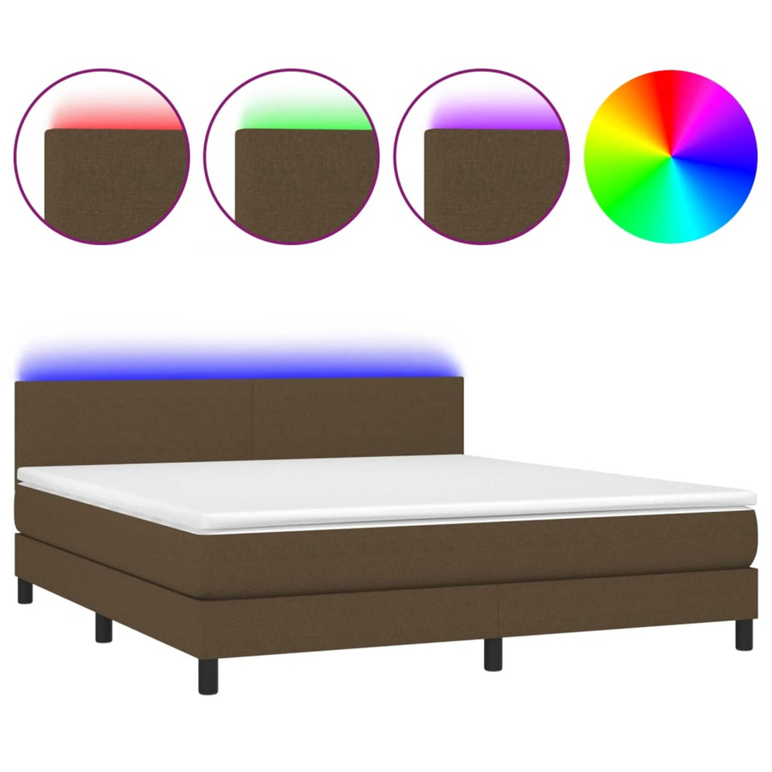 vidaXL-Boxspring-met-matras-en-LED-stof-donkerbruin-160x200-cm