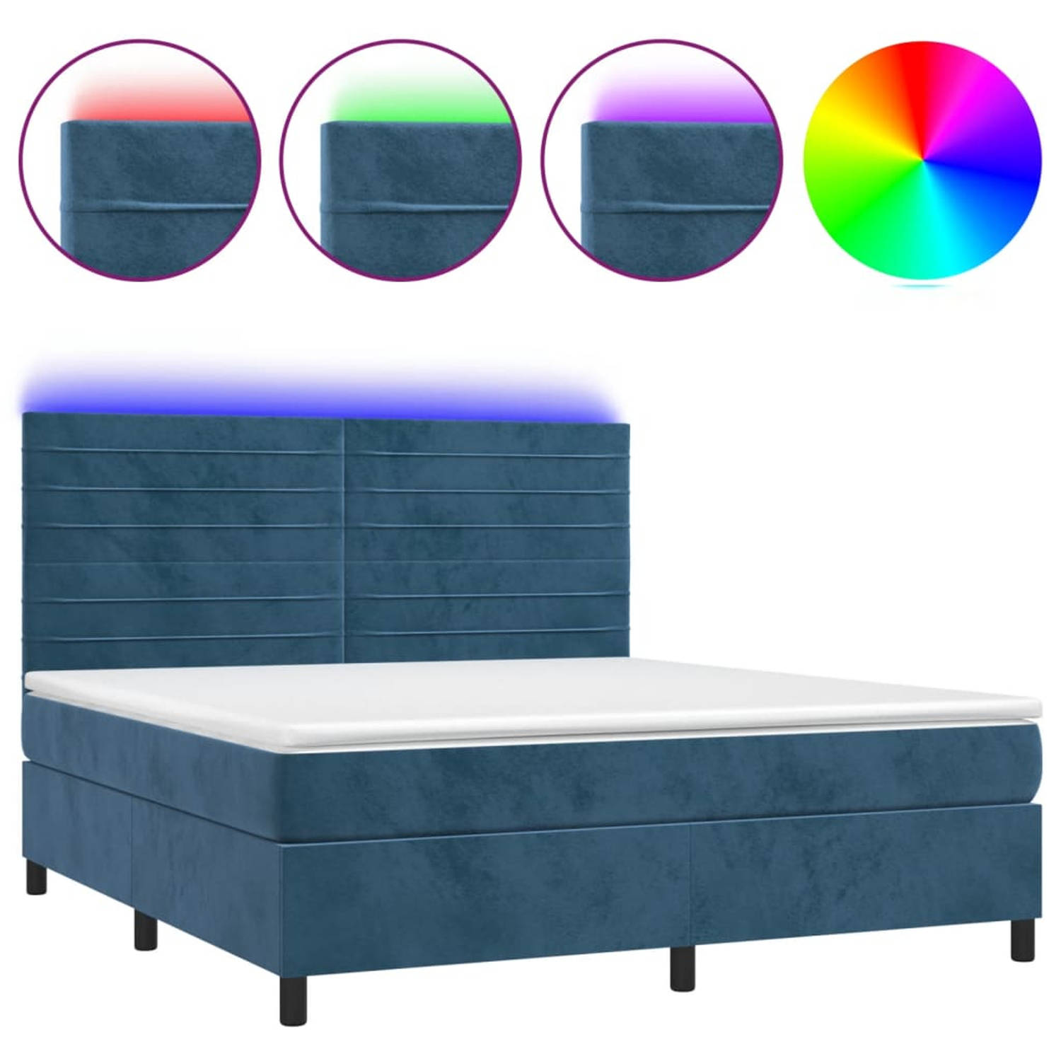 vidaXL-Boxspring-met-matras-en-LED-fluweel-donkerblauw-160x200-cm