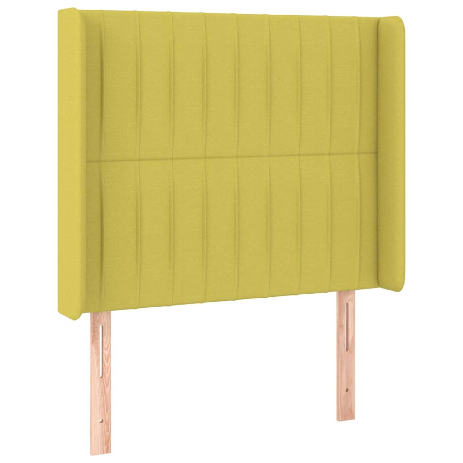 The Living Store Hoofdbord Groen - 83x16x118/128 cm - Trendy design - Duurzaam materiaal - Stevige houten poten - Verstelbare hoogte - Comfortabele ondersteuning