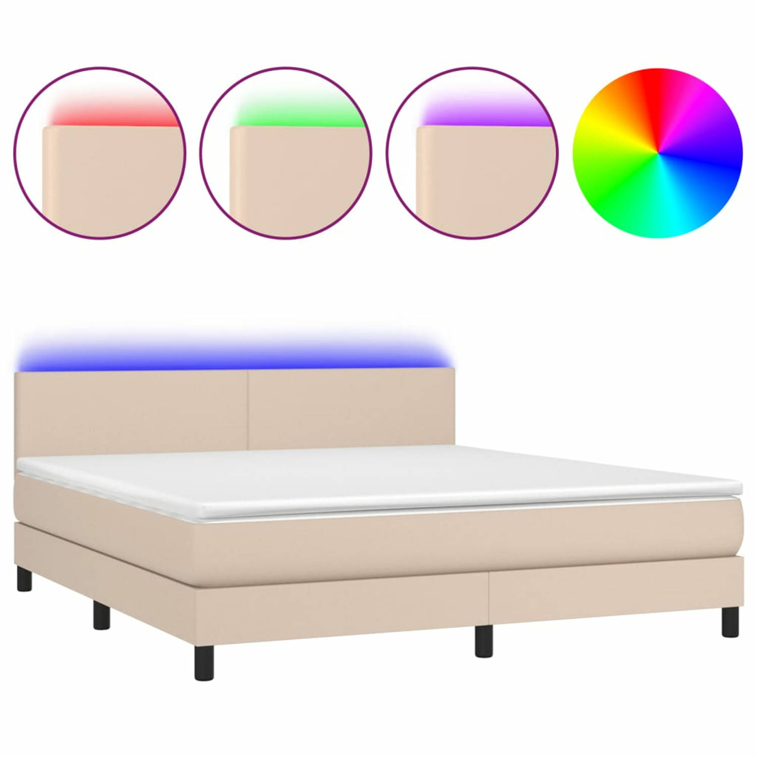 vidaXL-Boxspring-met-matras-en-LED-kunstleer-cappuccinokleur-160x200cm