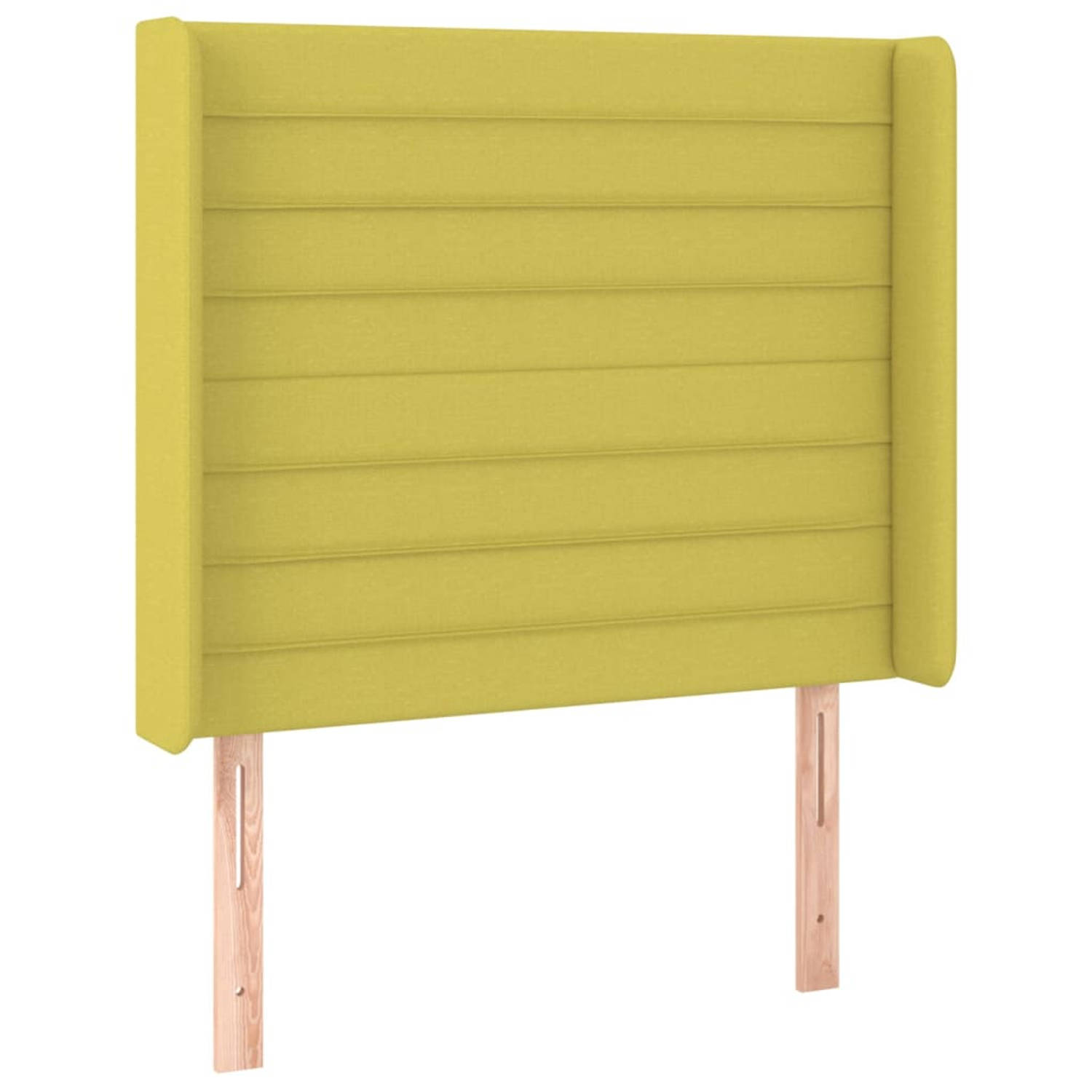The Living Store Hoofdbord met randen 83x16x118/128 cm stof groen - Bedonderdeel