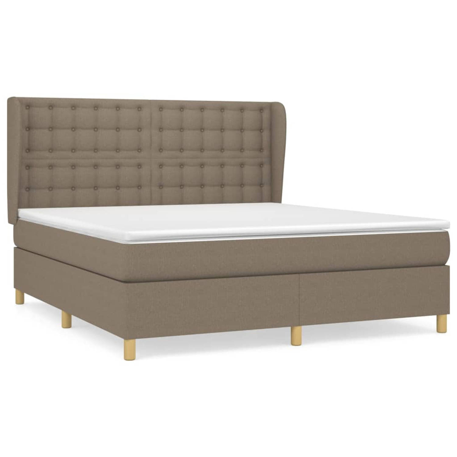 vidaXL Boxspring met matras stof taupe 180x200 cm