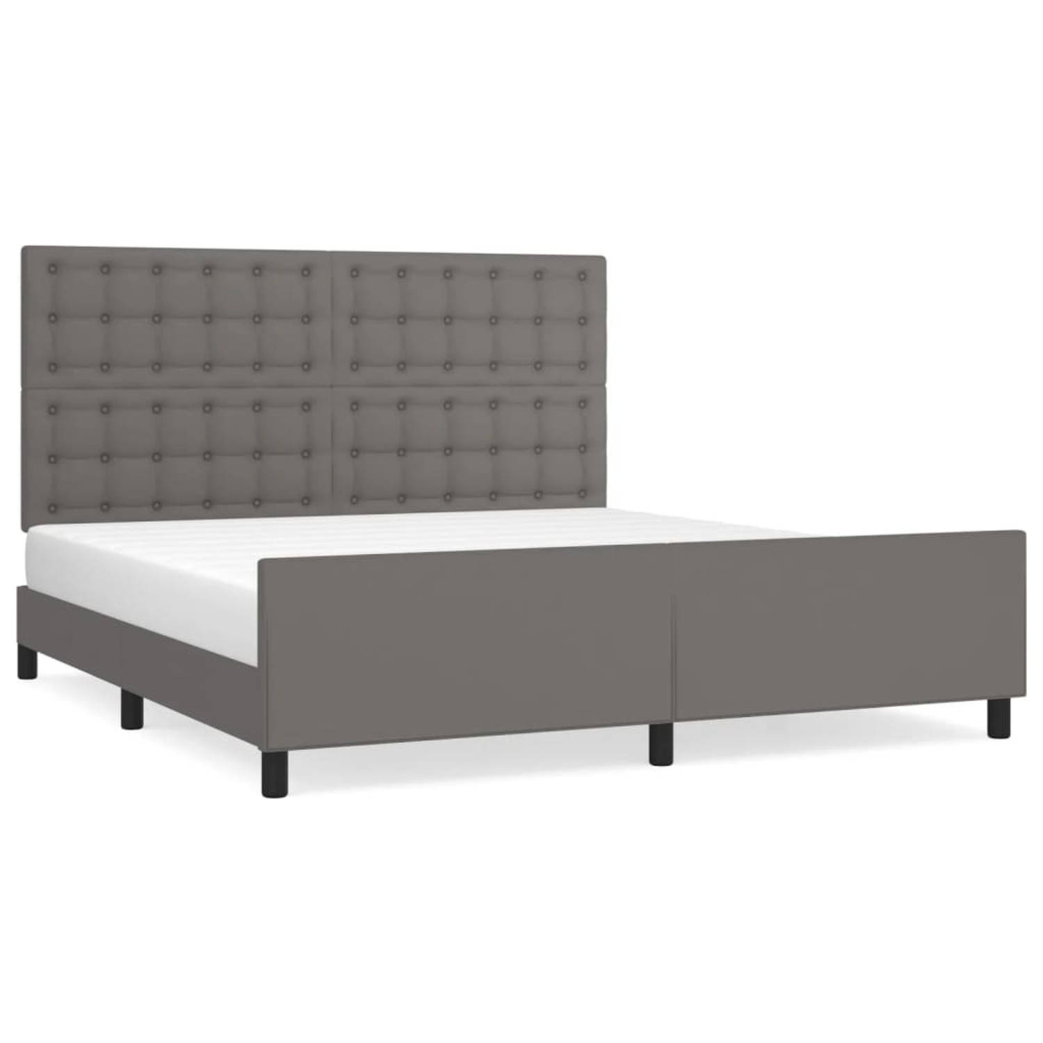 vidaXL Bedframe met hoofdbord kunstleer grijs 160x200 cm