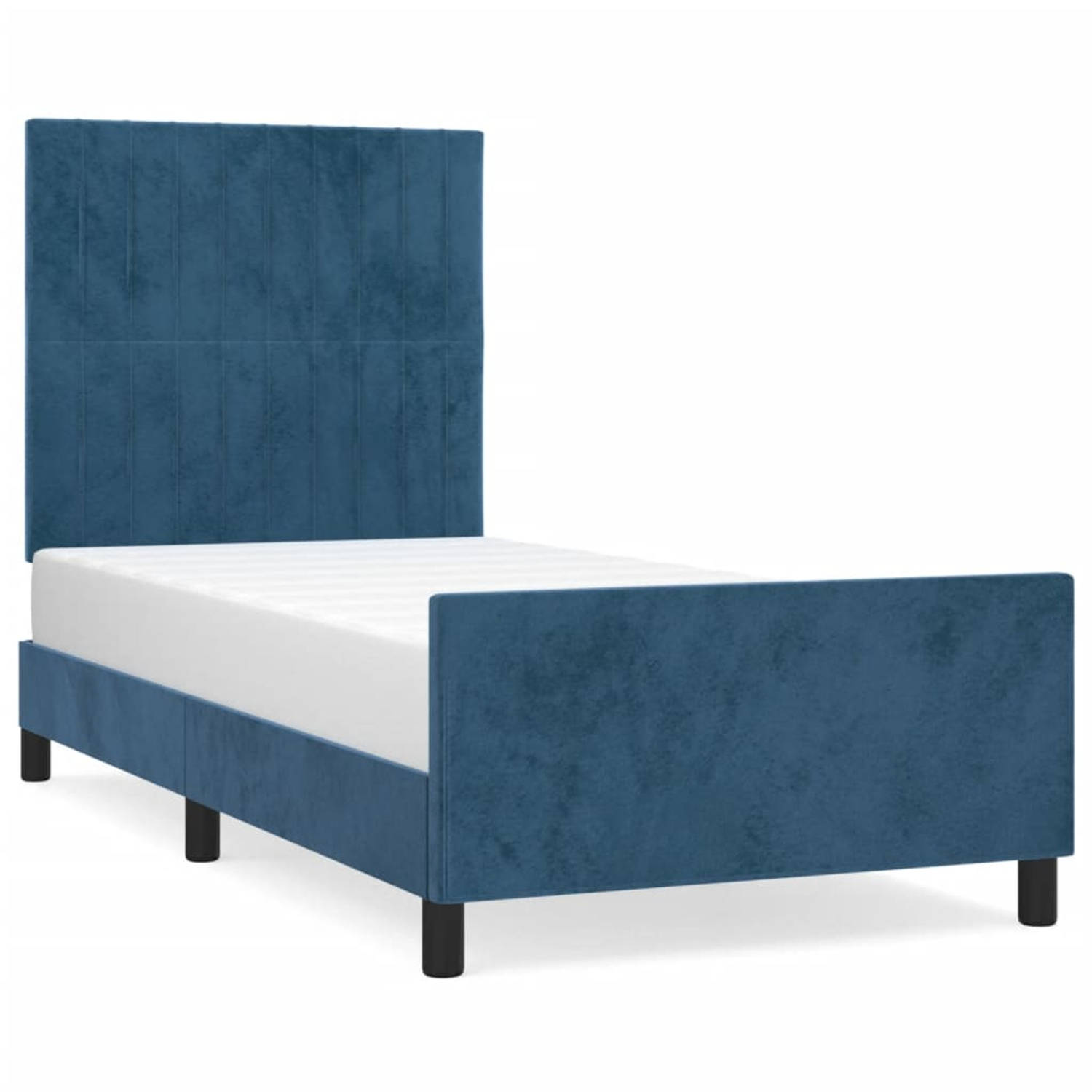 vidaXL Bedframe met hoofdeinde fluweel donkerblauw 80x200 cm