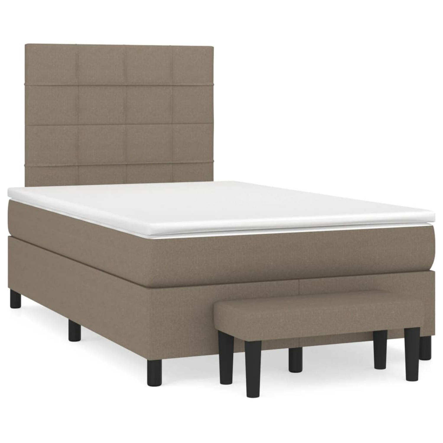 vidaXL Boxspring met matras stof taupe 120x200 cm