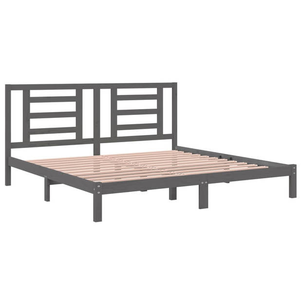 vidaXL Bedframe massief grenenhout grijs 200x200 cm