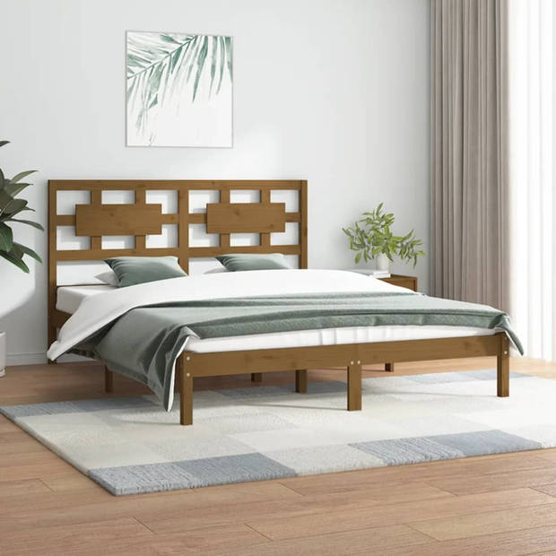 vidaXL Bedframe massief grenenhout honingbruin 200x200 cm