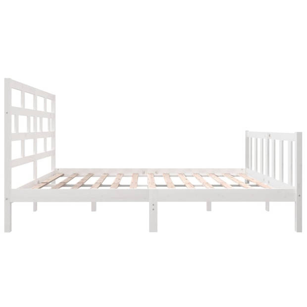 vidaXL Bedframe massief grenenhout wit 160x200 cm