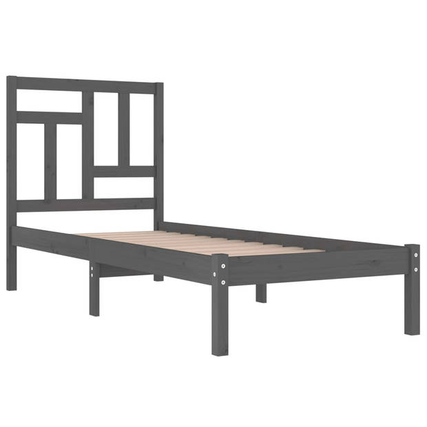 vidaXL Bedframe massief grenenhout grijs 90x200 cm