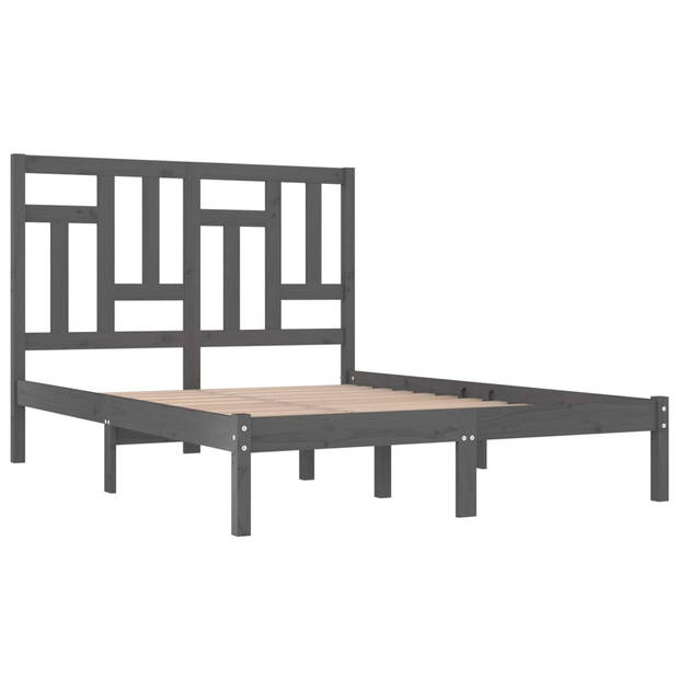 vidaXL Bedframe massief grenenhout grijs 160x200 cm