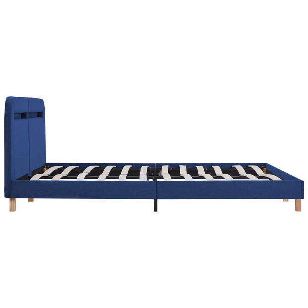 vidaXL Bedframe met LED stof blauw 180x200 cm