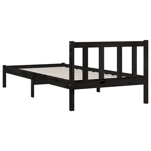 vidaXL Bedframe massief grenenhout zwart 100x200 cm