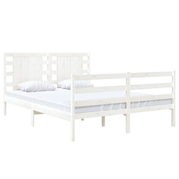 vidaXL Bedframe massief grenenhout wit 120x190 cm