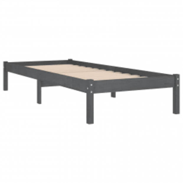 vidaXL Bedframe massief hout grijs 90x200 cm