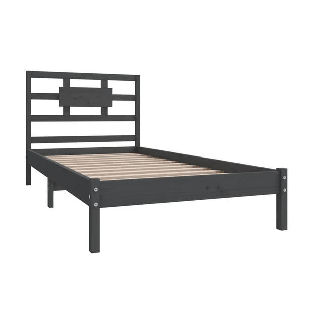 vidaXL Bedframe massief hout grijs 90x200 cm