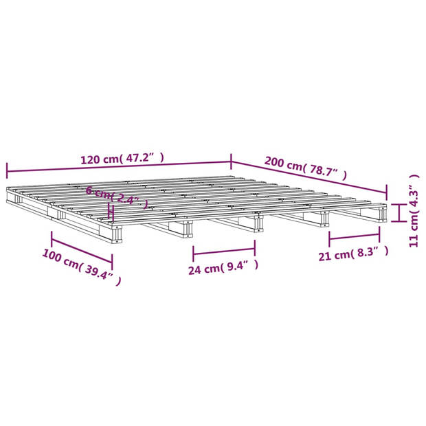 vidaXL Palletbed massief grenenhout wit 120x200 cm