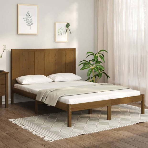 vidaXL Bedframe massief hout honingbruin 120x190 cm