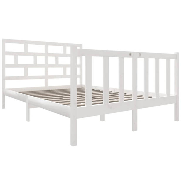 vidaXL Bedframe massief grenenhout wit 120x190 cm