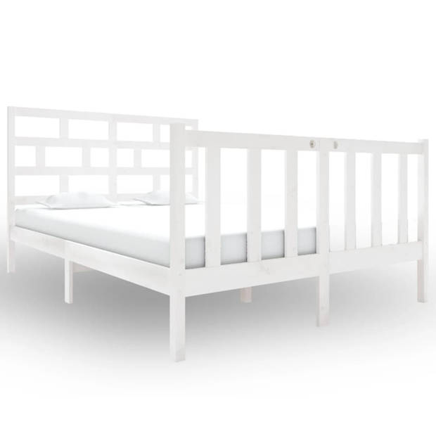 vidaXL Bedframe massief grenenhout wit 120x190 cm