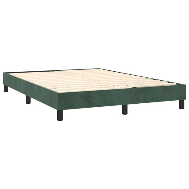 vidaXL Boxspring met matras fluweel donkergroen 140x190 cm