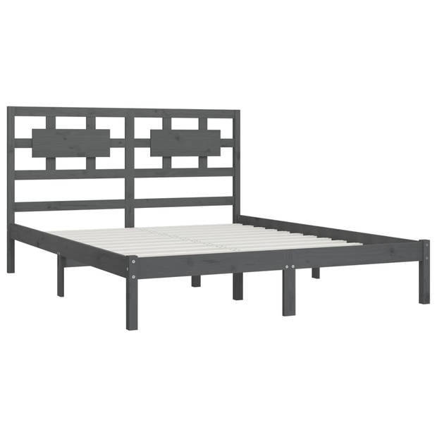 vidaXL Bedframe massief grenenhout grijs 160x200 cm