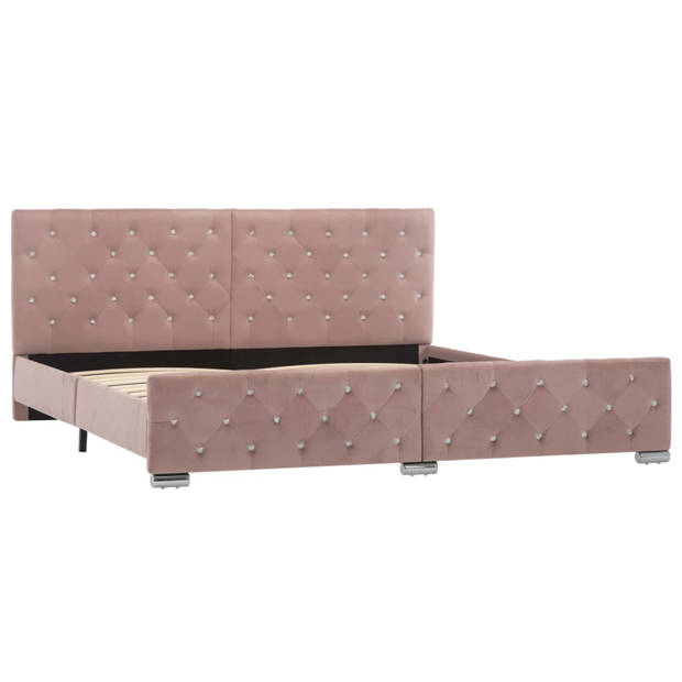 vidaXL Bedframe fluweel roze 180x200 cm