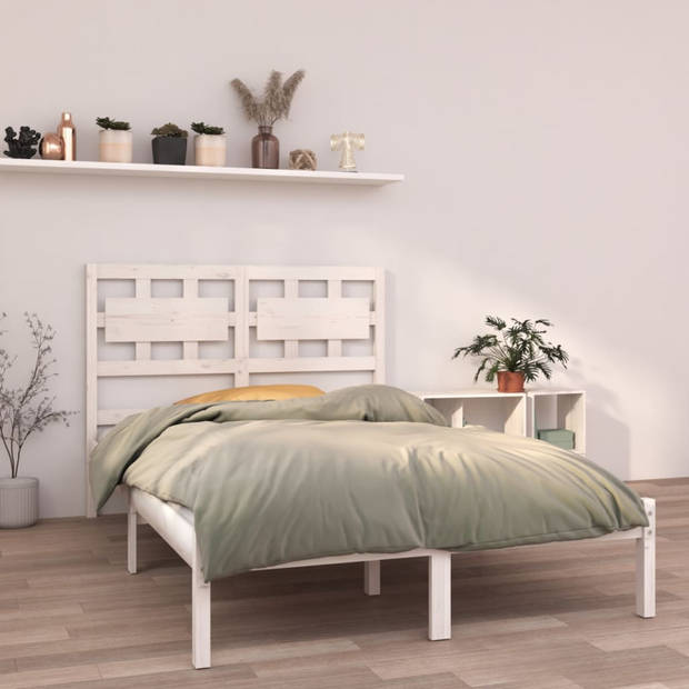 vidaXL Bedframe massief hout wit 120x190 cm