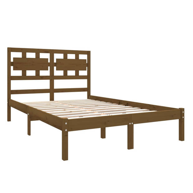 vidaXL Bedframe massief hout honingbruin 120x190 cm