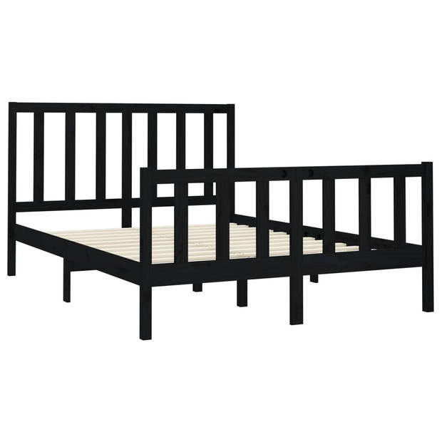 vidaXL Bedframe massief grenenhout zwart 140x190 cm