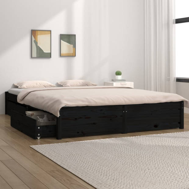 vidaXL Bedframe met lades zwart 120x190 cm