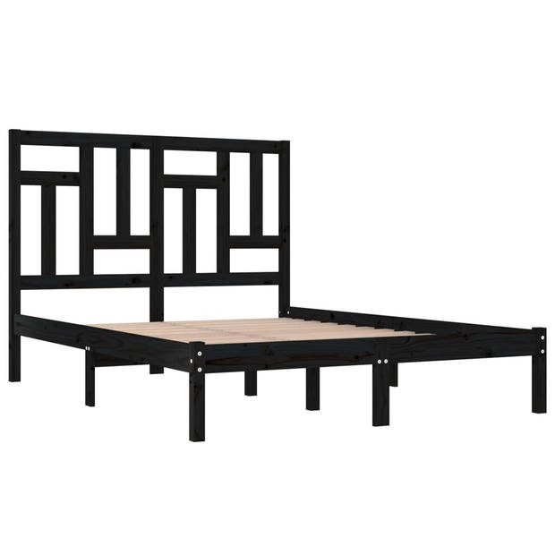 vidaXL Bedframe massief hout zwart 120x190 cm