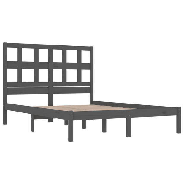 vidaXL Bedframe massief grenenhout grijs 200x200 cm