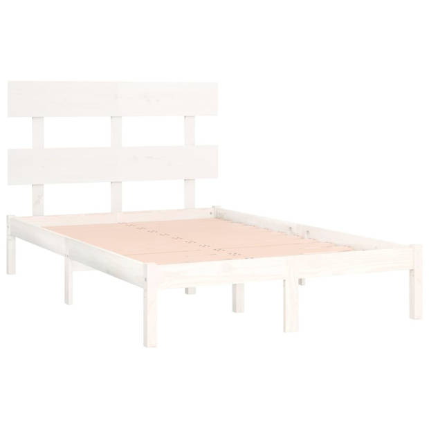 vidaXL Bedframe massief hout wit 120x190 cm