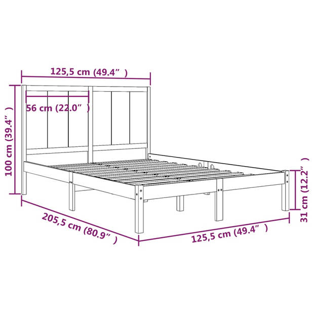 vidaXL Bedframe massief grenenhout zwart 120x200 cm