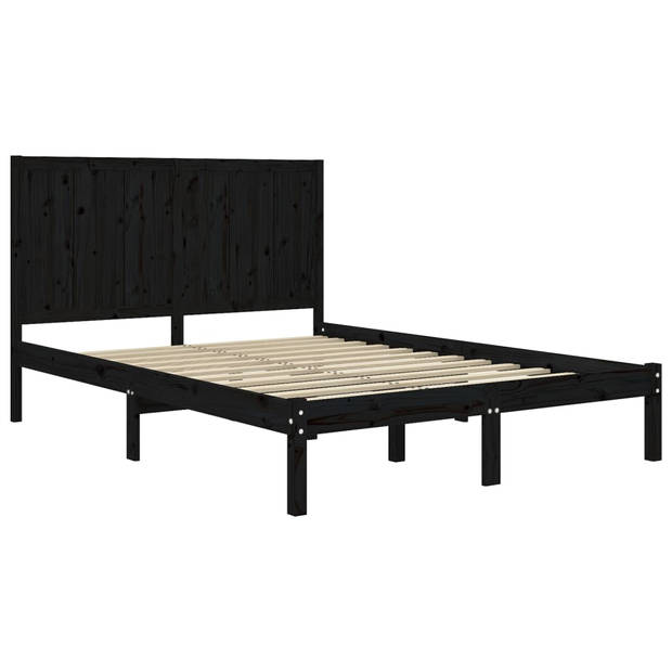 vidaXL Bedframe massief grenenhout zwart 120x200 cm