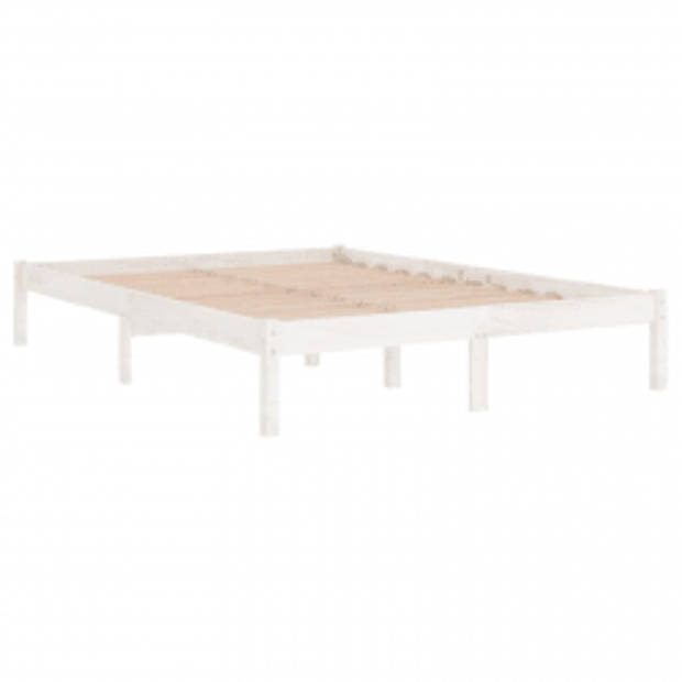 vidaXL Bedframe massief hout wit 200x200 cm