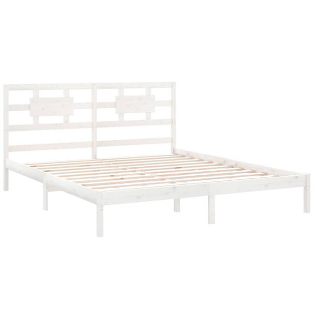 vidaXL Bedframe massief hout wit 200x200 cm