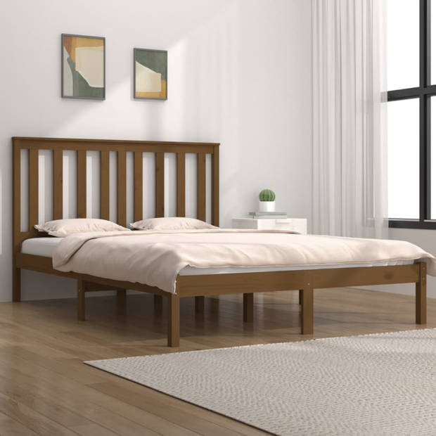 vidaXL Bedframe grenenhout honingbruin 120x190 cm