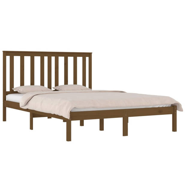 vidaXL Bedframe massief grenenhout honingbruin 200x200 cm