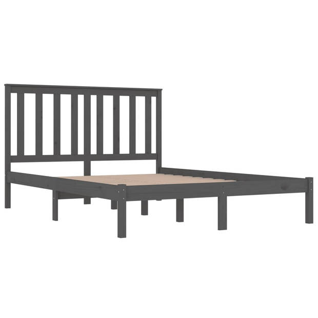 vidaXL Bedframe massief grenenhout grijs 120x200 cm