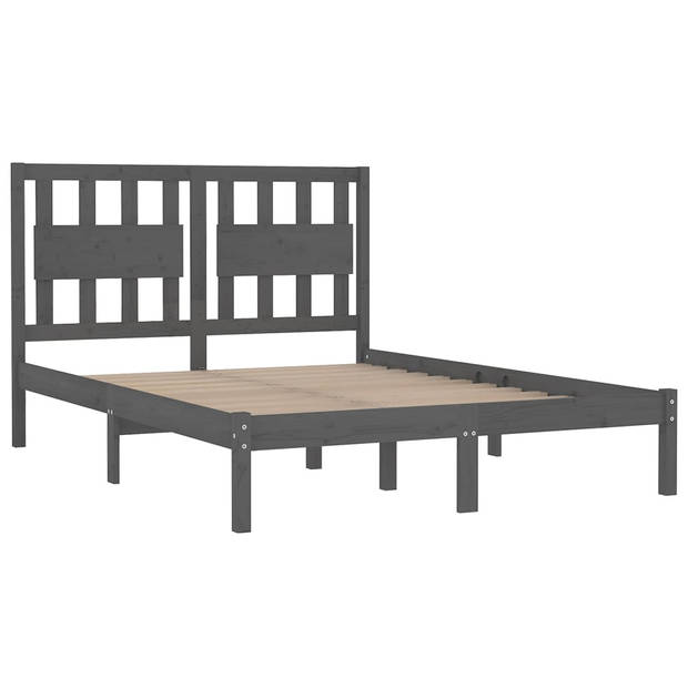 vidaXL Bedframe massief grenenhout grijs 200x200 cm