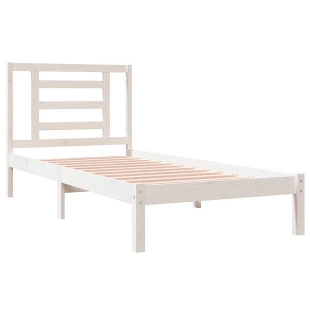 vidaXL Bedframe massief grenenhout wit 90x200 cm